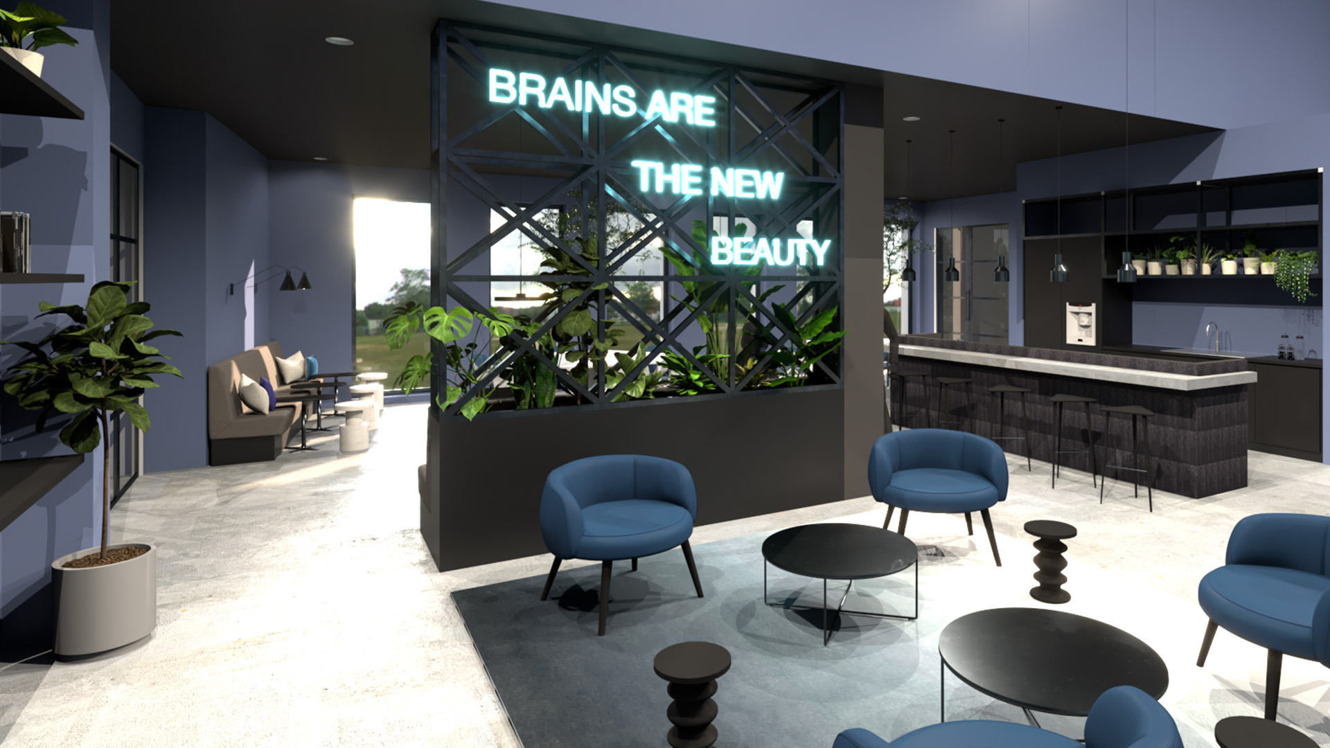 Interieurontwerp gemeenschappelijke ruimte studentenflat door Studio Doable