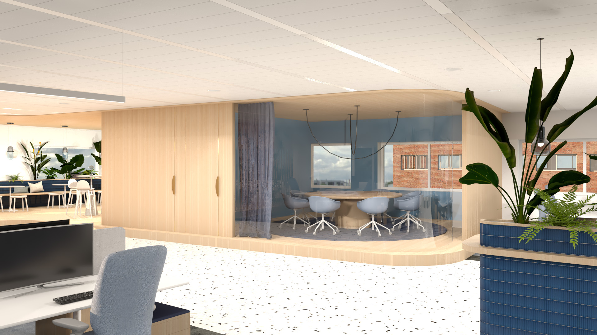 Interieurontwerp vergaderruimte kantooromgeving door Studio Doable