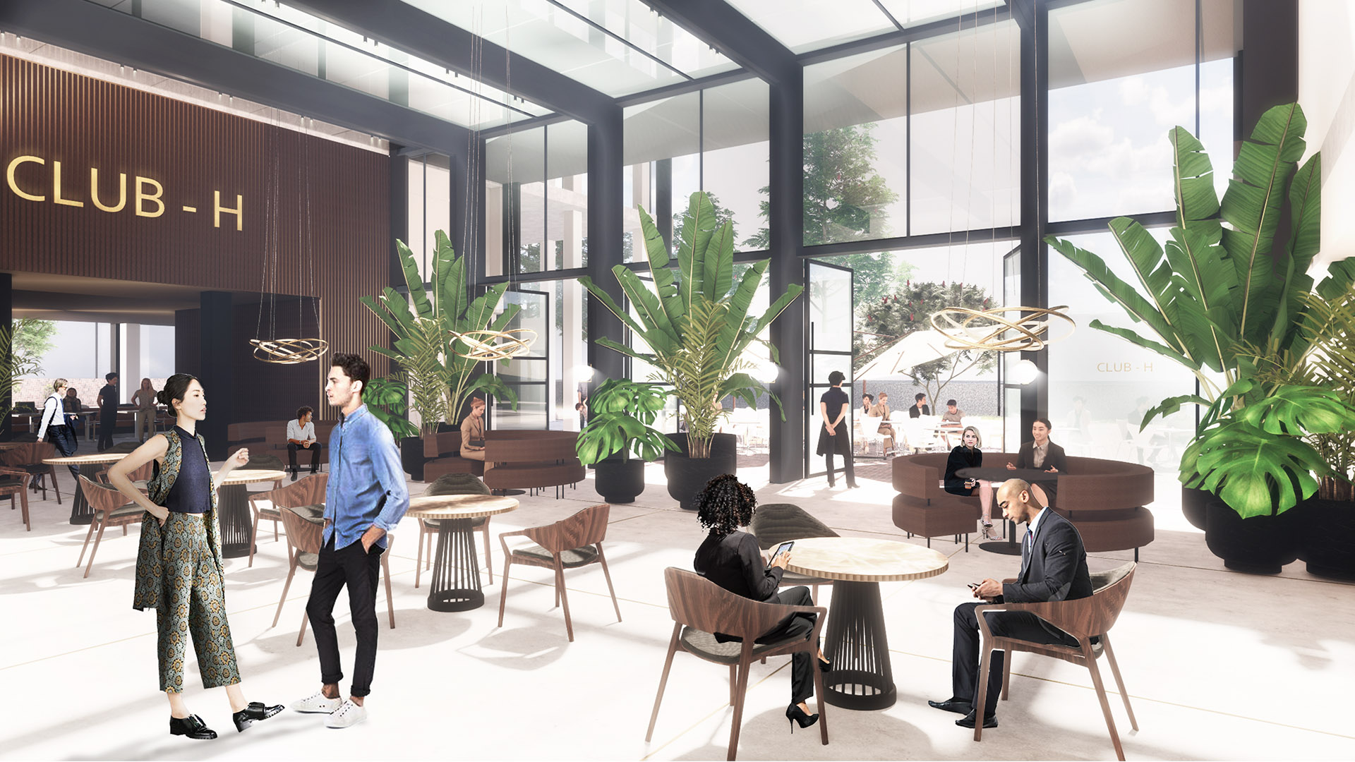 Interieurontwerp van het restaurant van een multi-tenant kantoorgebouw door Studio Doable