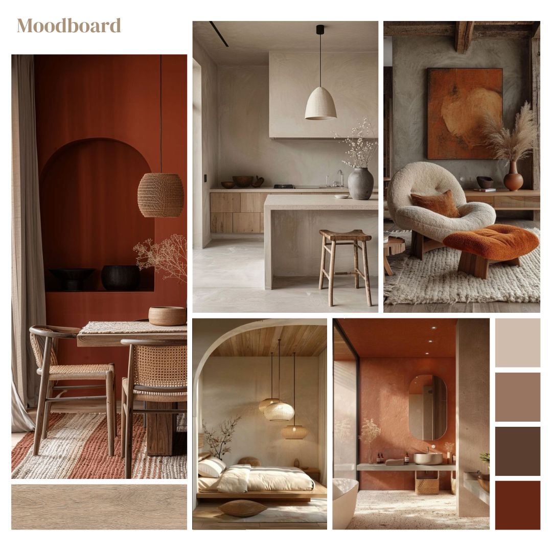 Inspiratie van de interieurtrends voor 2025, een moodboard gemaakt door Studio Doable